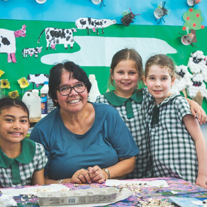 ADA - Education | Project Brief 028 - Cultural Residents Team Aunty Maxine with students at Chifley Public School