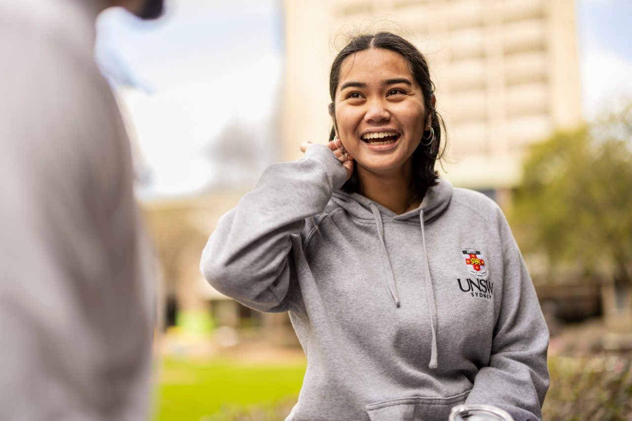 Students talking and laughing at UNSW.