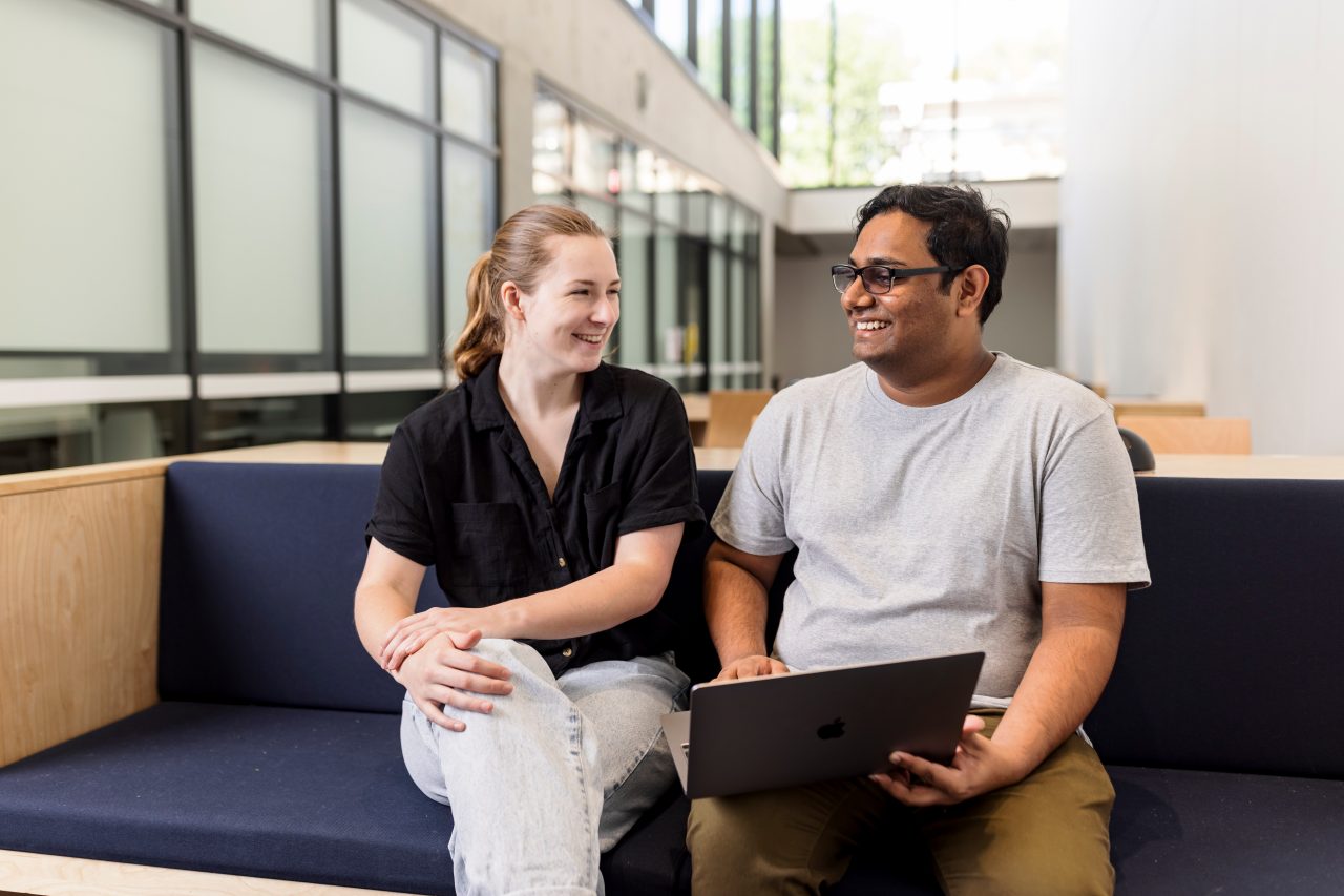 Students talking and laughing at UNSW.